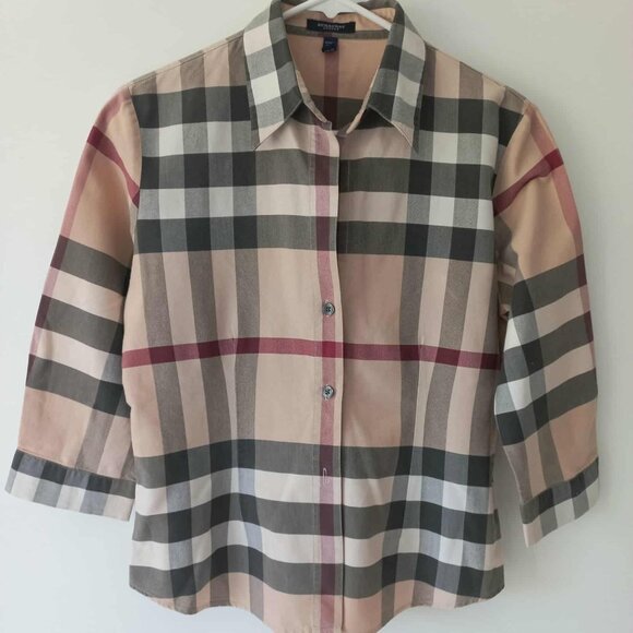Burberry House Check 3/4 Sleeve Button-up Shirt - Picture 2 of 12